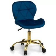 Krzesła - Krzesło obrotowe welurowe ART118S granatowe, złote nogi - miniaturka - grafika 1