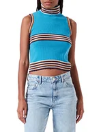 Swetry damskie - United Colors of Benetton Sweter damski, Turkusowe detale kolorowe paski 902, XL - miniaturka - grafika 1