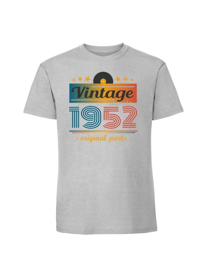 Męska koszulka z nadrukiem -1952 Vintage classic + rok 1952 v1 Pastelowy szary 3XL
