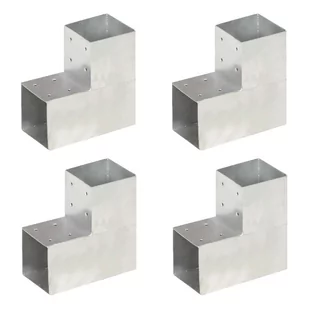 vidaXL Łączniki do słupków w kształcie L, 4 szt., metalowe, 101x101 mm - Akcesoria do ogrodzeń - miniaturka - grafika 1