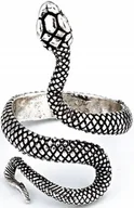 Pierścionki - Srebrny Pierścionek z Wężem w Stylu Boho Vintage Regulowany Stal Szlachetna - miniaturka - grafika 1