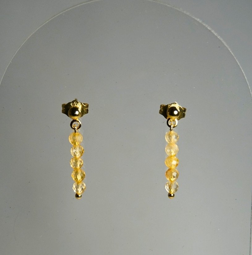 Kolczyki Cytryn 3mm - Crystals Break Srebro 925 14k