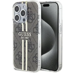 Etui Guess GUHCP15LH4PSEGW Apple iPhone 15 Pro hardcase IML 4G Gold Stripe brązowy/brown - Etui i futerały do telefonów Etui Guess GUHCP15LH4PSEGW Apple iPhone 15 Pro hardcase IML 4G Gold Stripe brązowy/brown - Etui i futerały do telefonów - miniaturka - grafika 1