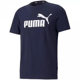 Koszulki męskie - Koszulka męska Puma ESS Logo Tee Peacoat granatowa 586666 06 - grafika 1