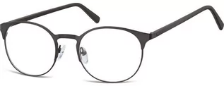 Okulary korekcyjne, oprawki, szkła - Sunoptic Czarne Okulary Oprawki okrągłe metalowe 995F - grafika 1