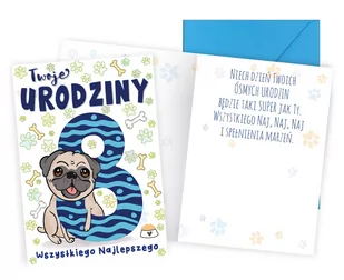 Karnet B6 Urodziny 8 piesek - Kukartka - Kartki okolicznościowe i zaproszenia - miniaturka - grafika 1