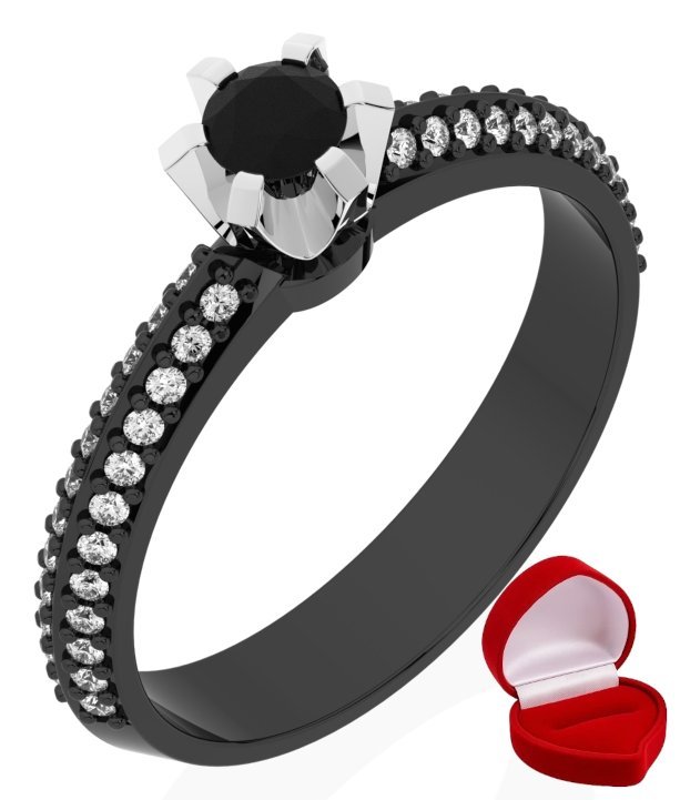 ZŁOTY PIERŚCIONEK ZARĘCZYNOWY 585 14k BRYLANT CZ. 0,14 ct CZARNE ZŁOTO R7