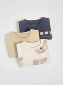 Bluzy i sweterki niemowlęce - Reserved - Bawełniany longsleeve 3 pack - złamana biel - miniaturka - grafika 1