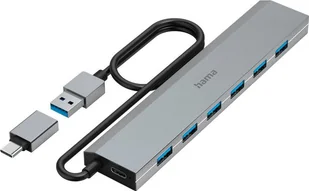 Hama USB Hub 7x USB 3.2 Gen 1, 5 Gbit/s zasilacz i przejściówka USB-C - Adaptery i przejściówki - miniaturka - grafika 1