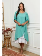 Sukienki - La Compagnie Du Lin Sukienka w kolorze biało-turkusowym - miniaturka - grafika 1