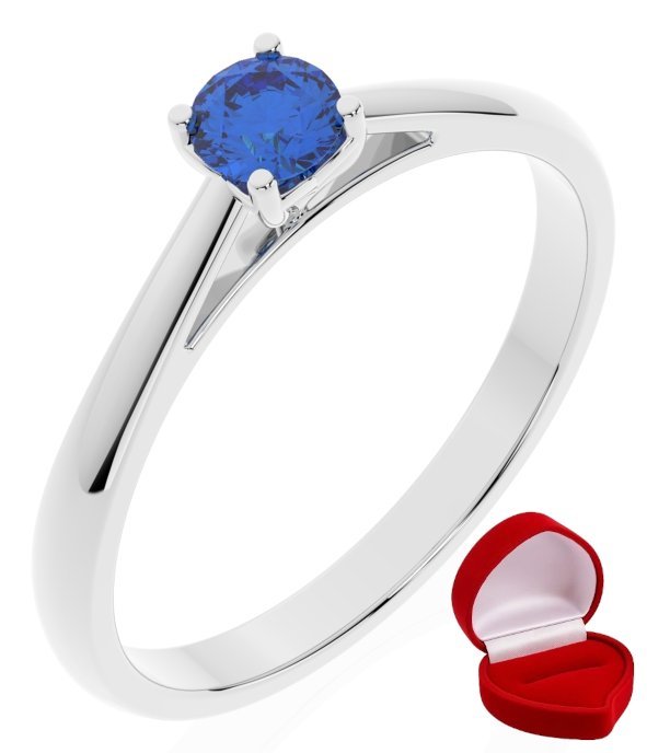ZŁOTY PIERŚCIONEK ZARĘCZYNOWY 585 14k SZAFIR 0,19 ct BIAŁE ZŁOTO R16