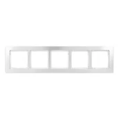 Klawisze i ramki - Karlik Ramka pięciokrotna Deco metal - aluminium szczotkowane, biały - miniaturka - grafika 1