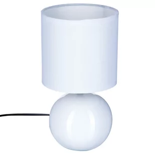 Atmosphera Biała lampka nocna stojąca Boule oświetlenie dekoracyjne z abażurem i ceramiczną podstawą E14 B00IWSN9BE - Lampy stojące - miniaturka - grafika 1