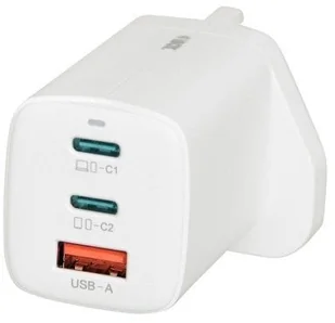 Ładowarka sieciowa GaN iBOX C-65 PD65W, USB-C, kabel USB-C wtyczka UK White ILUC65WUK - Zasilacze do laptopów - miniaturka - grafika 1