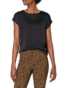 Vila Damski multilette S/S satynowy top/Su-Noos T-Shirt, czarny, 44 - Koszulki i topy damskie - miniaturka - grafika 1