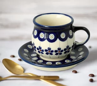 FILIŻANKA I SPODEK DO PODWÓJNEGO ESPRESSO 0,07 L GU1121DEK166A CERAMIKA BOLESŁAWIEC - Filiżanki - miniaturka - grafika 1