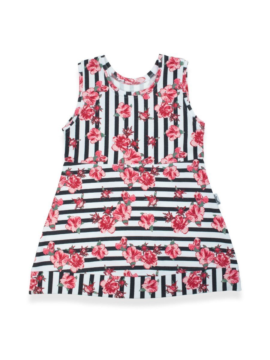 Dziewczęca sukienka na szerokich ramiączkach w kwiaty biała Nicol,r.92