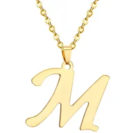Naszyjniki - NASZYJNIK litera M STAL SZLACHETNA POZŁACANA - miniaturka - grafika 1