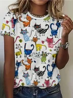 Koszulki i topy damskie - Koszulka damska kolorowe koty biała fitness yoga prezent na siłownie M - miniaturka - grafika 1