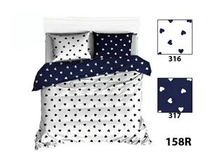 Pościel 160x200 R158 biała granatowa serduszka - Pościel - miniaturka - grafika 1
