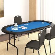 Stoły - vidaXL Składany stół do pokera dla 10 osób, niebieski, 206x106x75 cm - miniaturka - grafika 1