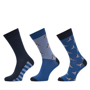 Zestaw 3 par wysokich skarpet męskich Barbour Beagle Dog MGS0070BL71 Niebieski - Skarpetki męskie - miniaturka - grafika 1