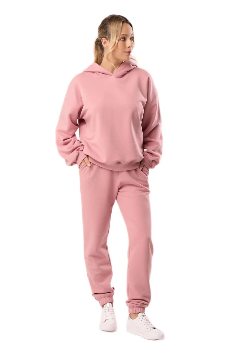 Bawełniana bluza dresowa z kapturem Babell kod 3010 antyczny róż XS