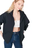 Bluzy damskie - Trendyol Damska bluza z kapturem Basic oversize z dzianiny, granatowy, L - miniaturka - grafika 1