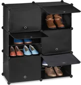 Szafki na buty - relaxdays Czarna szafka na buty z 12 przegrodami - miniaturka - grafika 1