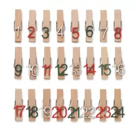 Ozdoby bożonarodzeniowe - UPOMINKARNIA, Zestaw 24 drewnianych spinaczy do Kalendarza Adwentowego - miniaturka - grafika 1