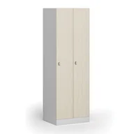 Szafki biurowe - Szafka ubraniowa metalowa, 2-drzwiowa, 1850 x 600 x 500 mm, zamek obrotowy, drzwi laminowane, brzoza - miniaturka - grafika 1