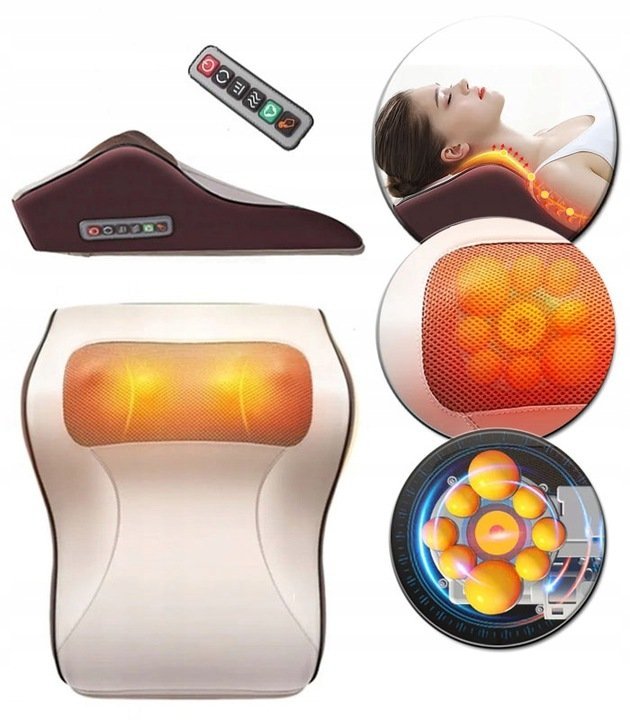 MASAŻER PODUSZKA MASUJĄCA DO KARKU SZYI PLECÓW bEŻOWA masażer