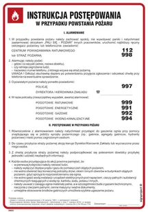 DB003 INSTRUKCJA POSTĘPOWANIA W PRZYPADKU POWSTANIA POŻARU, FN - FOLIA SAMOPRZYLEPNA; (245X350MM) - Instrukcje stanowiskowe BHP - miniaturka - grafika 1
