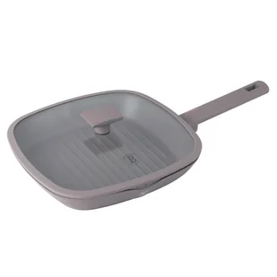 PATELNIA GRILLOWA TYTANOWA Z POKRYWĄ 28cm BERLINGER HAUS BH-8097 TAUPE - Patelnie - miniaturka - grafika 1
