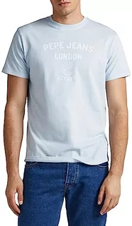 Koszulki męskie - Pepe Jeans Koszulka męska Kerman, niebieski (wybielacz niebieski), XXL - grafika 1