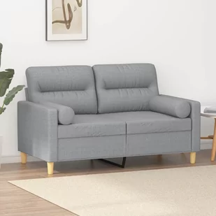 vidaXL 2-osobowa sofa z poduszkami, jasnoszara, 120 cm, tkanina - Sofy i kanapy - miniaturka - grafika 1