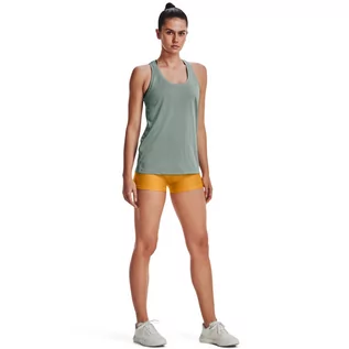 Spodnie sportowe damskie - Damskie legginsy krótkie treningowe UNDER ARMOUR HG Armour Mid Rise Shorty - żółte - grafika 1
