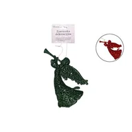 Ozdoby bożonarodzeniowe - Zawieszka aniołek 16,5 cm zielony / czerwony - miniaturka - grafika 1