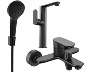 Zestawy baterii łazienkowych - Mexen Milo R05 zestaw wannowy, czarny - 713153R05-70 - miniaturka - grafika 1