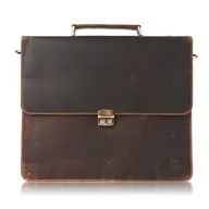 Teczki i aktówki - Aktówka męska teczka skórzana vintage na kluczyk Paolo Peruzzi T-96-BR - miniaturka - grafika 1