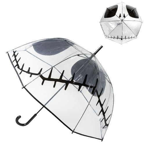 CERDÁ LIFE'S LITTLE MOMENTS Parasol koszmarny przed świętami Bożego Narodzenia dla dorosłych - Czarny i biały - Ręczne otwieranie - Konstrukcja Jack Skellington - Oryginalny produkt zaprojektowany w