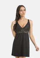 Bielizna nocna - Koszula nocna Gloria Plus na duży biust czarna, Teyli - miniaturka - grafika 1