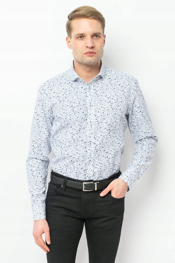 KOSZULA MĘSKA DI SELENTINO W KWIATY SLIM FIT - Shirt: 39