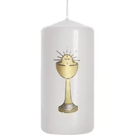 Pamiątka Pierwszej Komunii Świętej - Świeczka komunijna świeca klubowa biała pieńkowa walec Hostia Kilich IHS - miniaturka - grafika 1