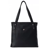 Torebki damskie - Skórzana Włoska torba na ramię Vera Pelle miękka , pojemna a4 Czarna WR365N - miniaturka - grafika 1