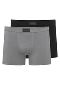 Majtki męskie - Bokserki (dłuższa nogawka) Savior 2-pak Esotiq Homme czarny, szary M - miniaturka - grafika 1