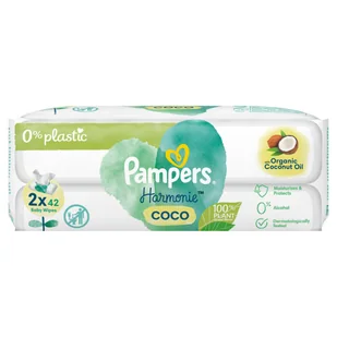 PAMPERS Coconut Pure - chusteczki pielęgnacyjne 2x42szt. - Chusteczki nawilżane - miniaturka - grafika 1