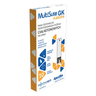 MultiSure GK Ketone, paski testowe do monitorowania stężenia ciał ketonowych we krwi, 10 sztuk - Glukometry i akcesoria dla diabetyków - miniaturka - grafika 1