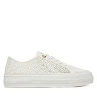 Sneakersy damskie - Sneakersy Tommy Hilfiger Vulc Embroidered Sneaker FW0FW08685 Biały - miniaturka - grafika 1