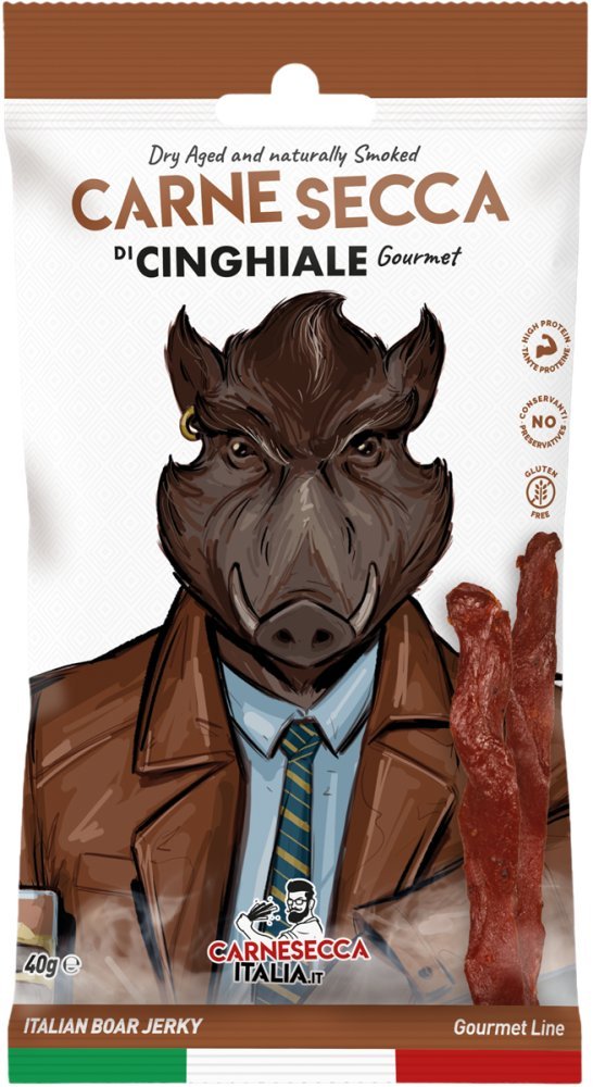 Superior Jerky z dzika, 40 g - 100% naturalne / Carnesecca Italia